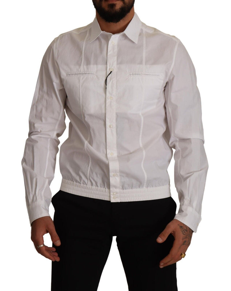 White Cotton Button Down Men Collared Shirt-Dolce & Gabbana-LabelTerrace.com
