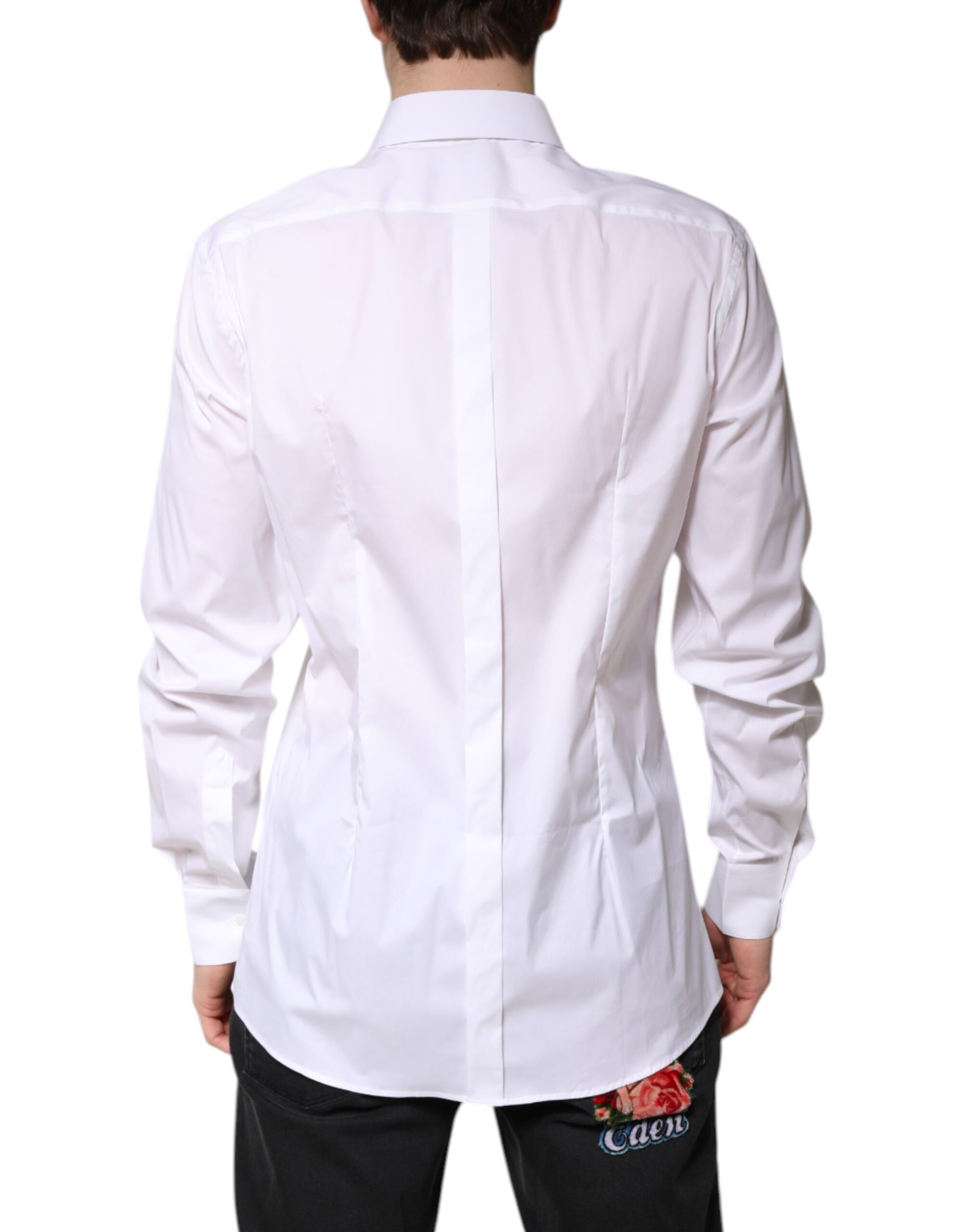 White Cotton Collared GOLD FormalDress Shirt