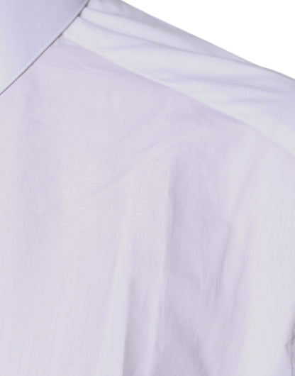 White Cotton Collared Long Sleeves Shirt Top-Dolce & Gabbana-LabelTerrace.com