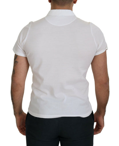 White Cotton Collared Short Sleeves Polo T-shirt-FRADI-LabelTerrace.com
