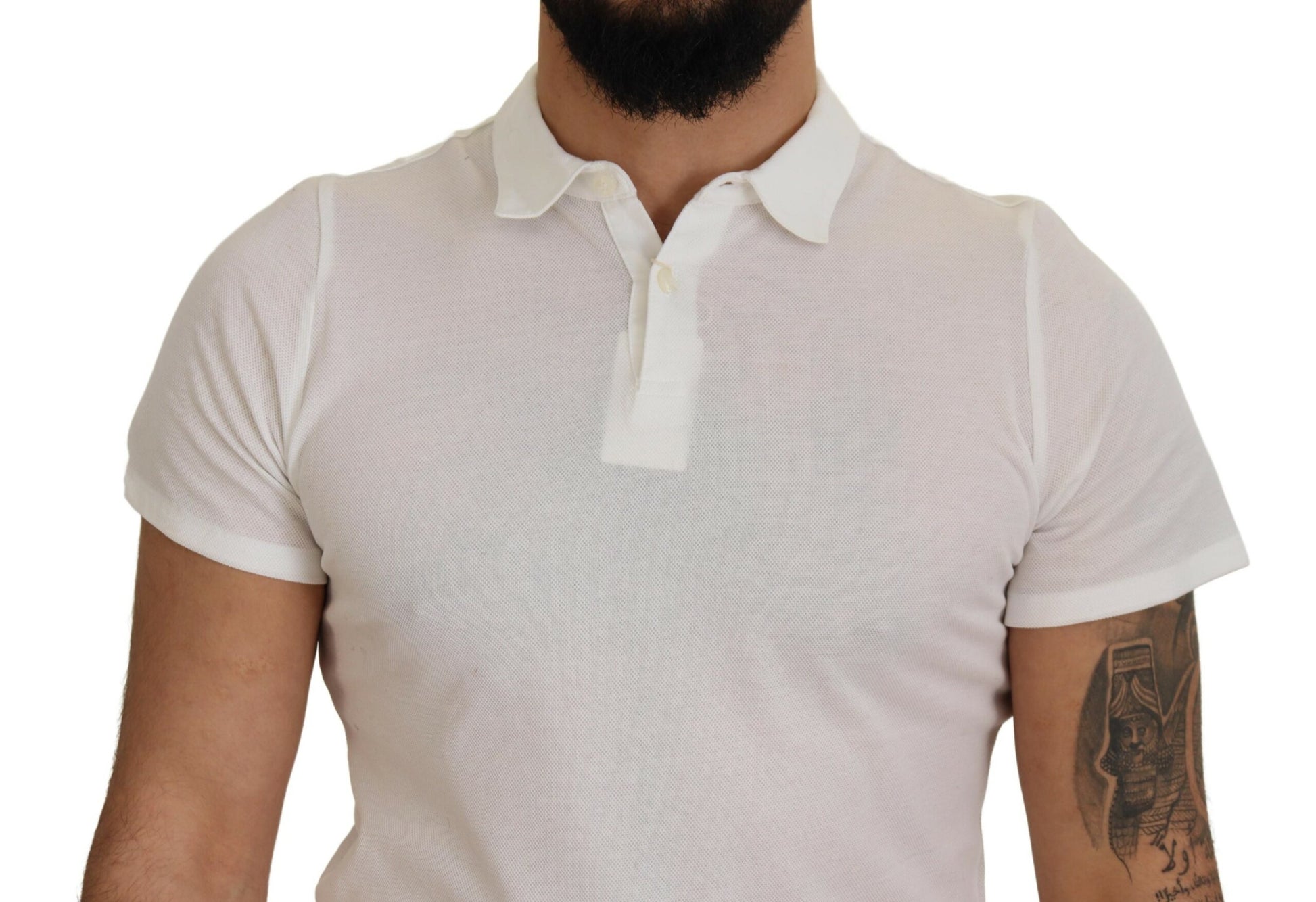 White Cotton Collared Short Sleeves Polo T-shirt-FRADI-LabelTerrace.com