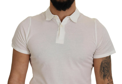 White Cotton Collared Short Sleeves Polo T-shirt-FRADI-LabelTerrace.com