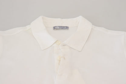 White Cotton Collared Short Sleeves Polo T-shirt-FRADI-LabelTerrace.com