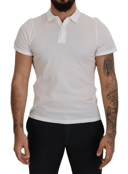 White Cotton Collared Short Sleeves Polo T-shirt-FRADI-LabelTerrace.com
