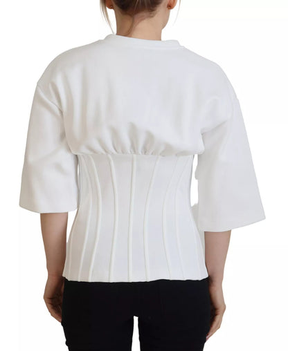 White Cotton Corset Stretch Top T-shirt