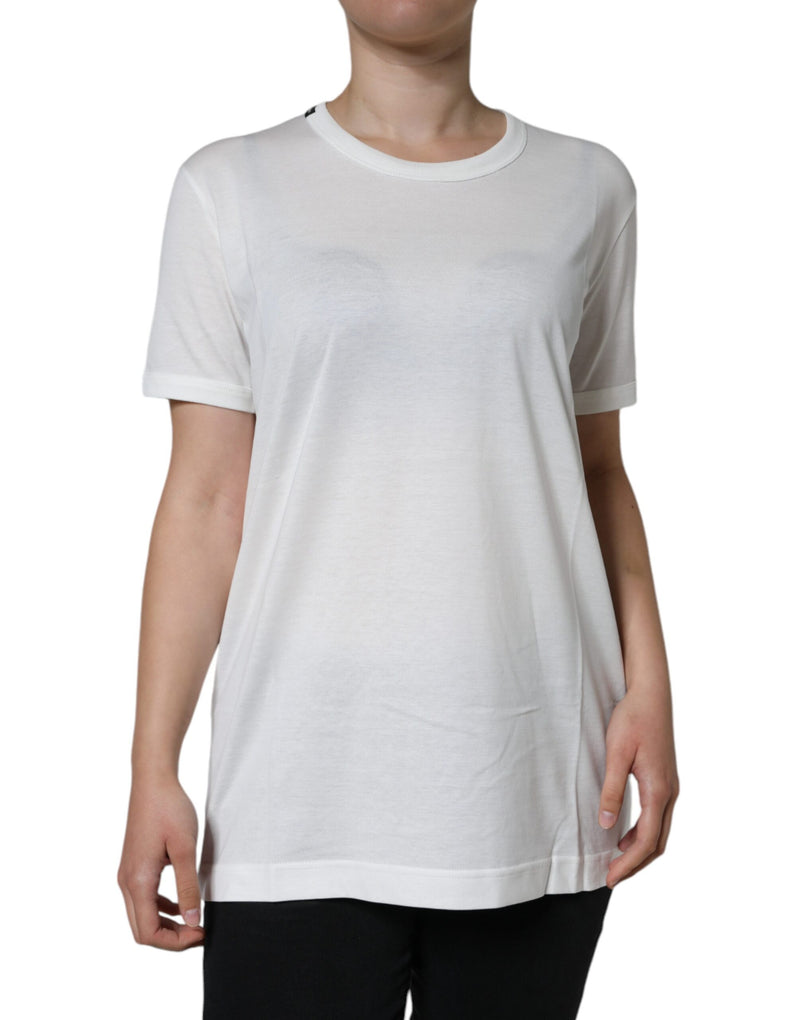 White Cotton Crew Neck Short Sleeve T-shirt-Dolce & Gabbana-LabelTerrace.com
