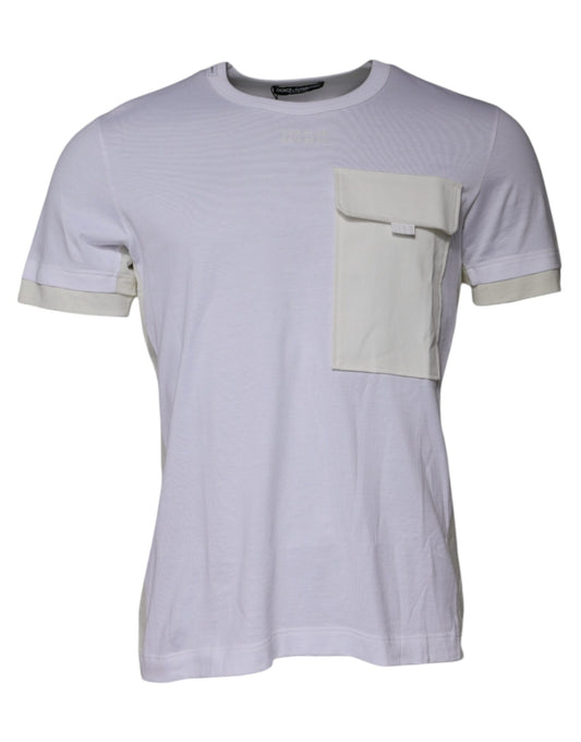 White Cotton Crew Neck Short Sleeves T-shirt-Dolce & Gabbana-LabelTerrace.com
