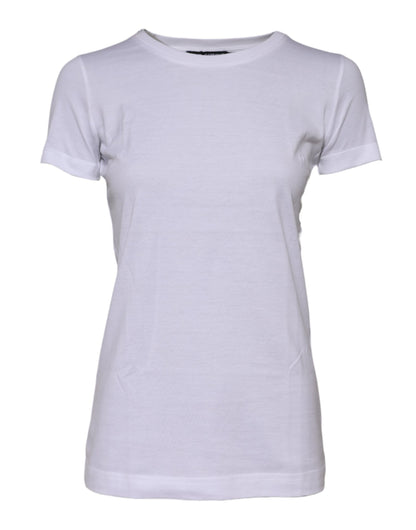 White Cotton Crew Neck Short Sleeves T-shirt-Dolce & Gabbana-LabelTerrace.com