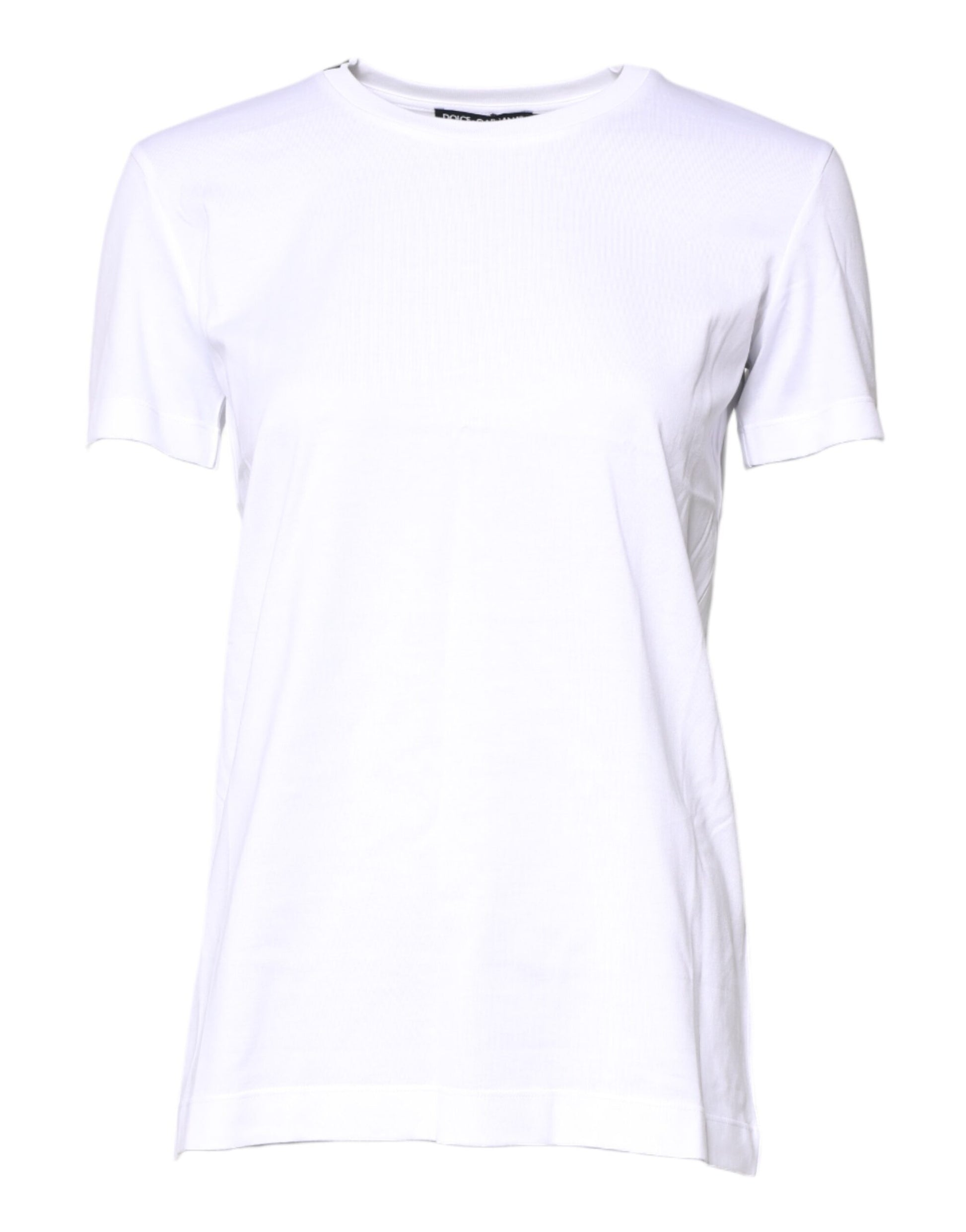 White Cotton Crew Neck Short Sleeves T-shirt-Dolce & Gabbana-LabelTerrace.com