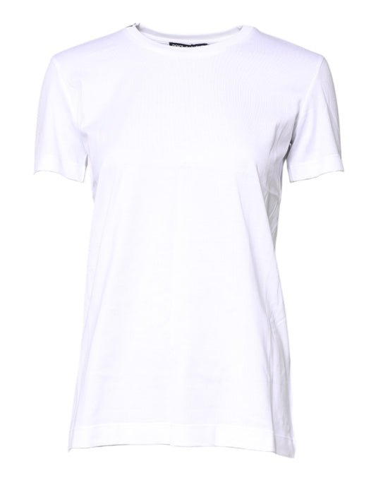 White Cotton Crew Neck Short Sleeves T-shirt-Dolce & Gabbana-LabelTerrace.com