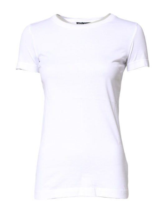 White Cotton Crew Neck Short Sleeves T-shirt-Dolce & Gabbana-LabelTerrace.com