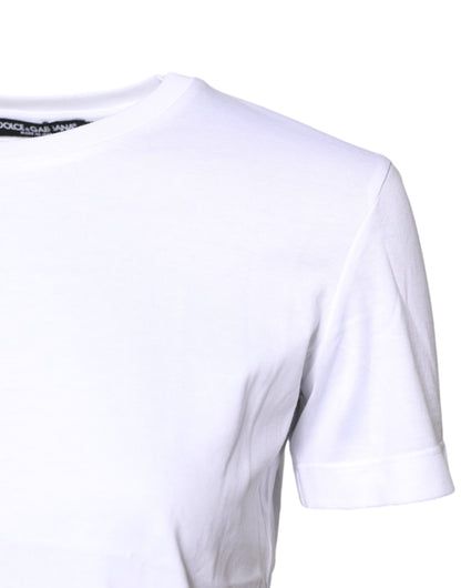 White Cotton Crew Neck Short Sleeves T-shirt-Dolce & Gabbana-LabelTerrace.com