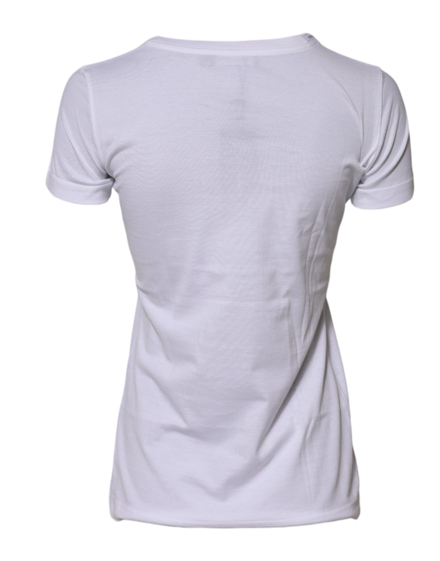 White Cotton Crew Neck Short Sleeves T-shirt-Dolce & Gabbana-LabelTerrace.com