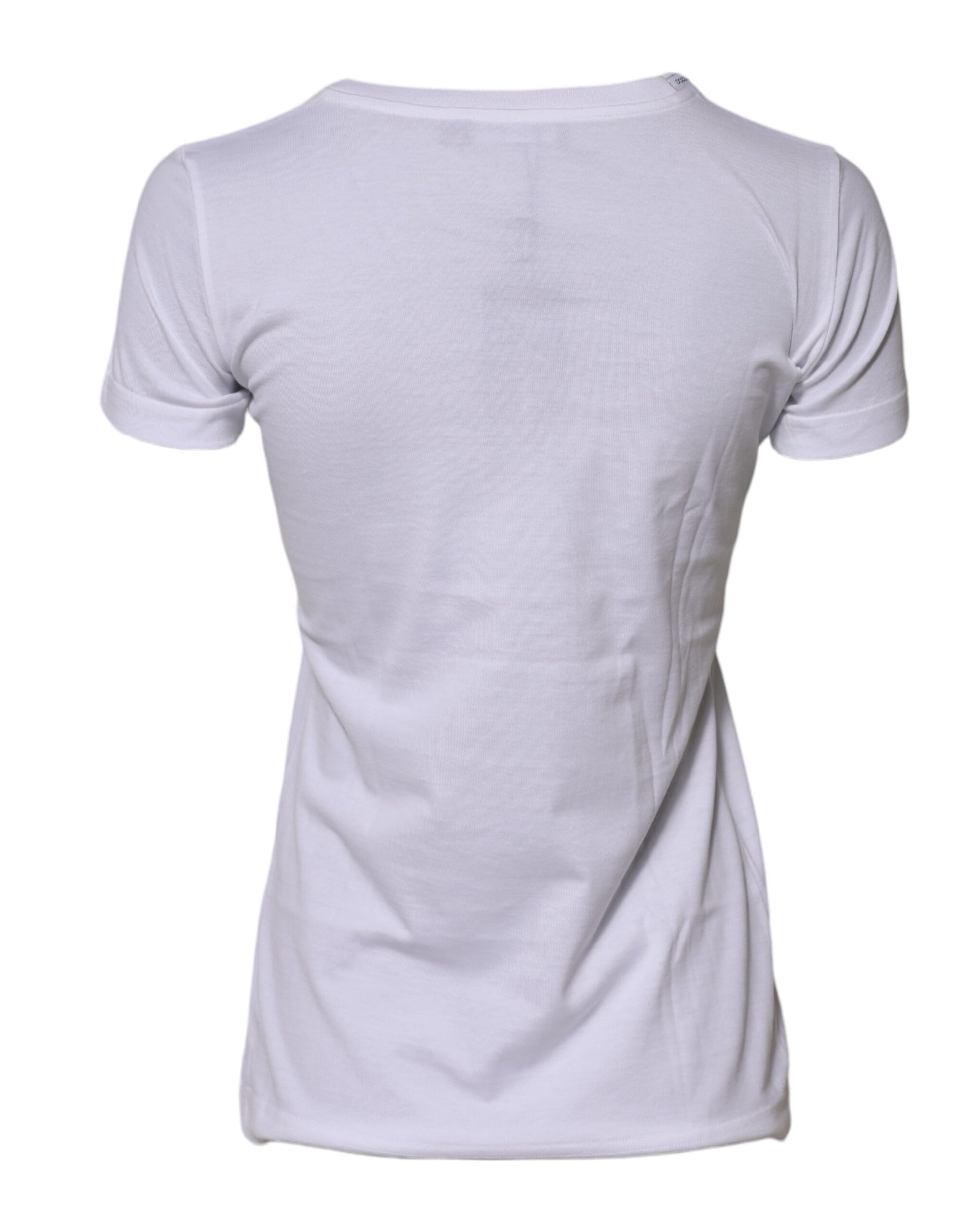 White Cotton Crew Neck Short Sleeves T-shirt-Dolce & Gabbana-LabelTerrace.com