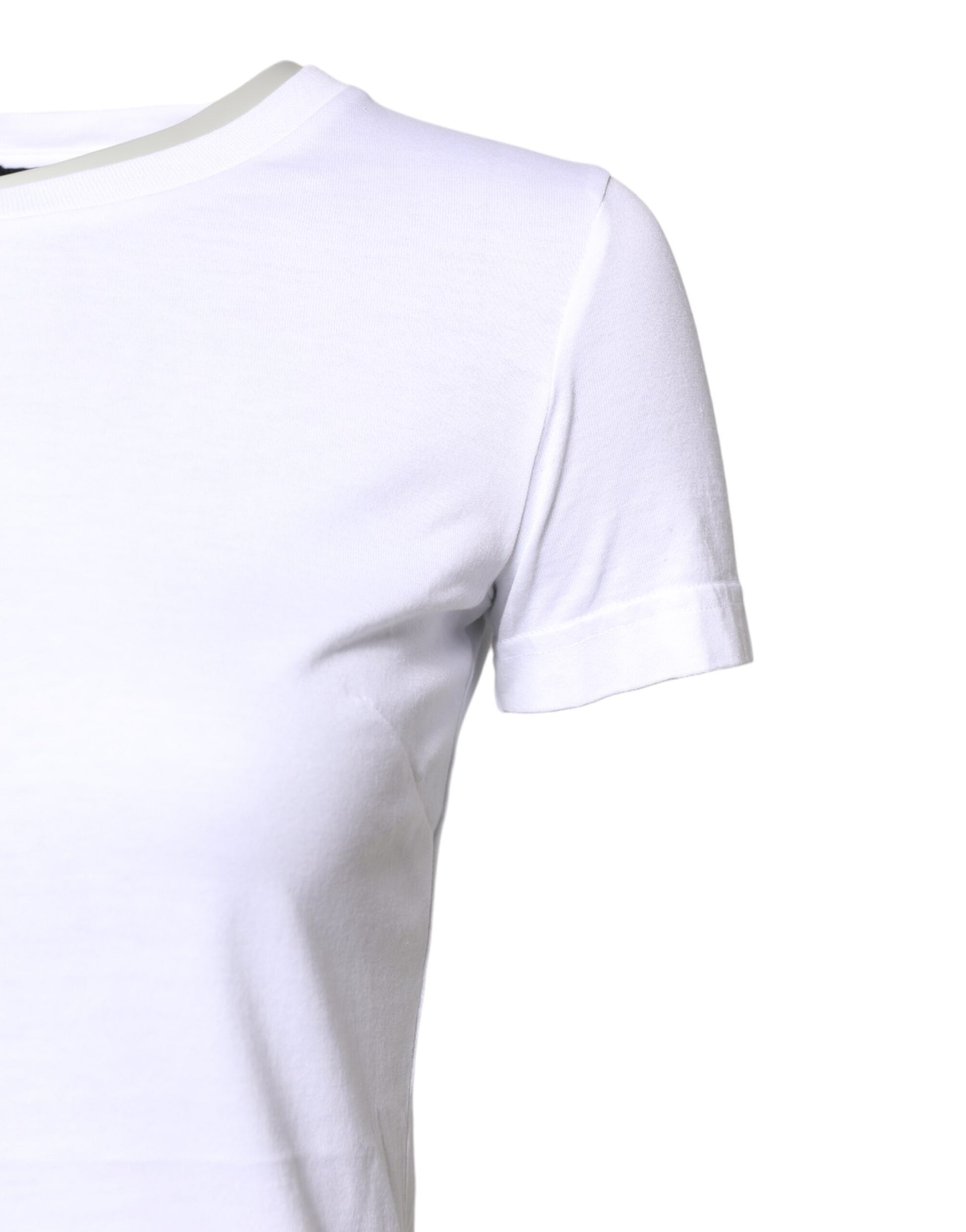 White Cotton Crew Neck Short Sleeves T-shirt-Dolce & Gabbana-LabelTerrace.com
