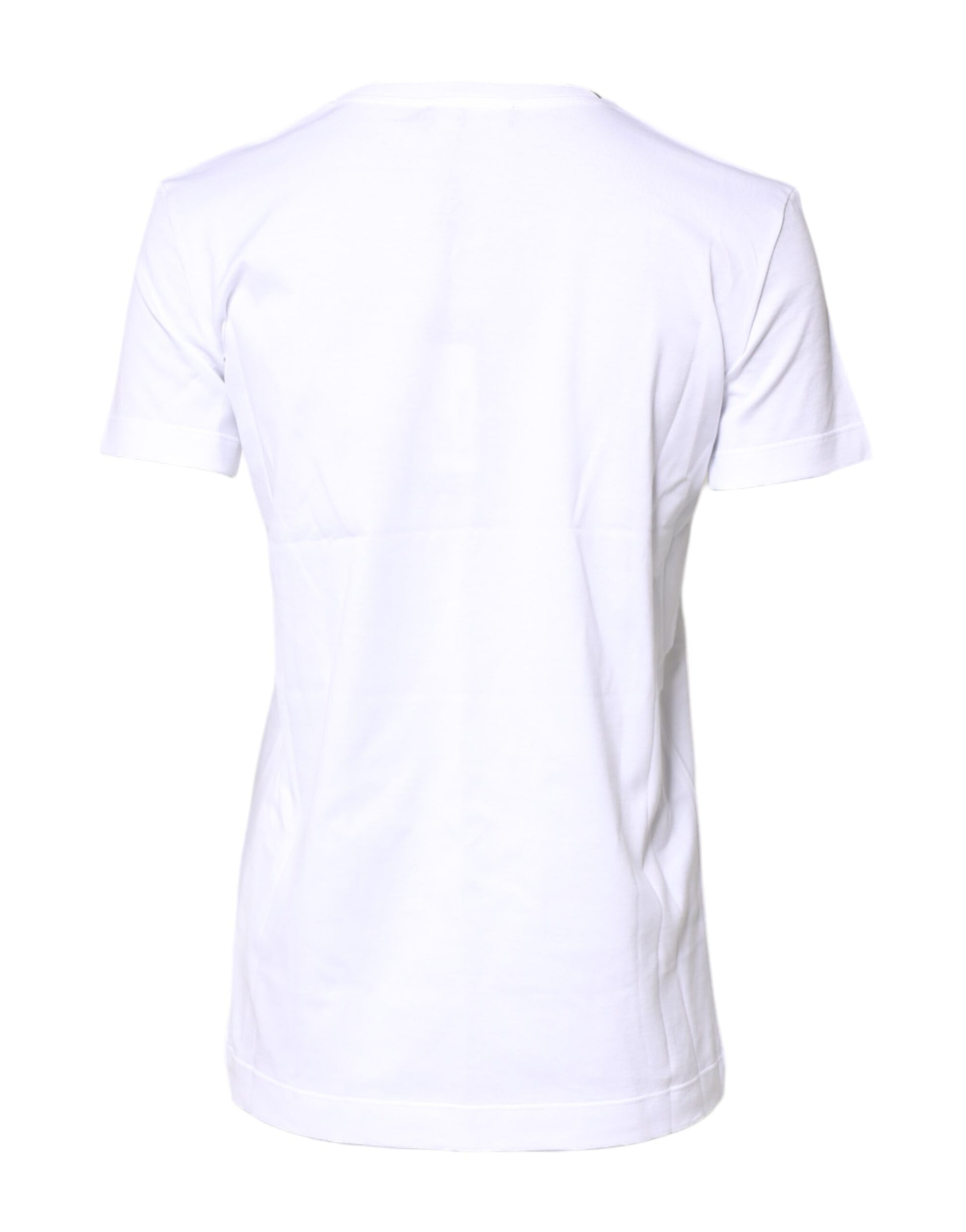 White Cotton Crew Neck Short Sleeves T-shirt-Dolce & Gabbana-LabelTerrace.com