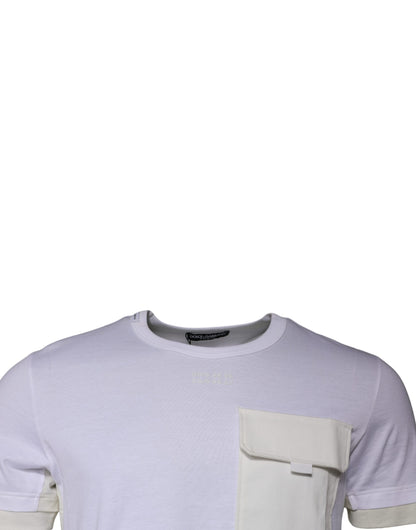 White Cotton Crew Neck Short Sleeves T-shirt-Dolce & Gabbana-LabelTerrace.com