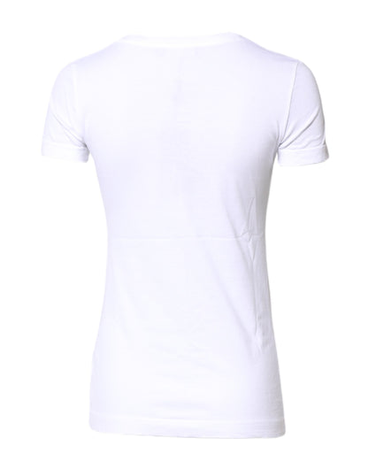 White Cotton Crew Neck Short Sleeves T-shirt-Dolce & Gabbana-LabelTerrace.com