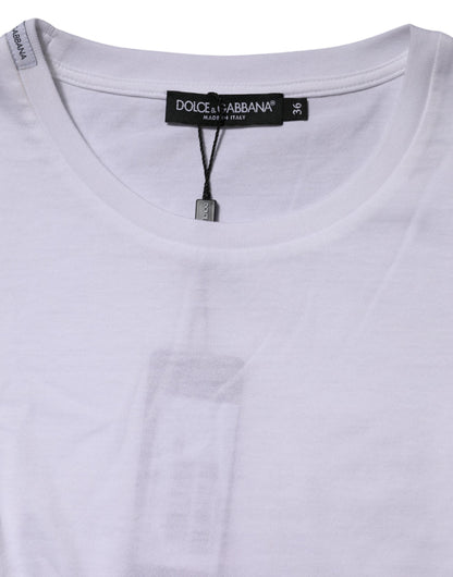 White Cotton Crew Neck Short Sleeves T-shirt-Dolce & Gabbana-LabelTerrace.com