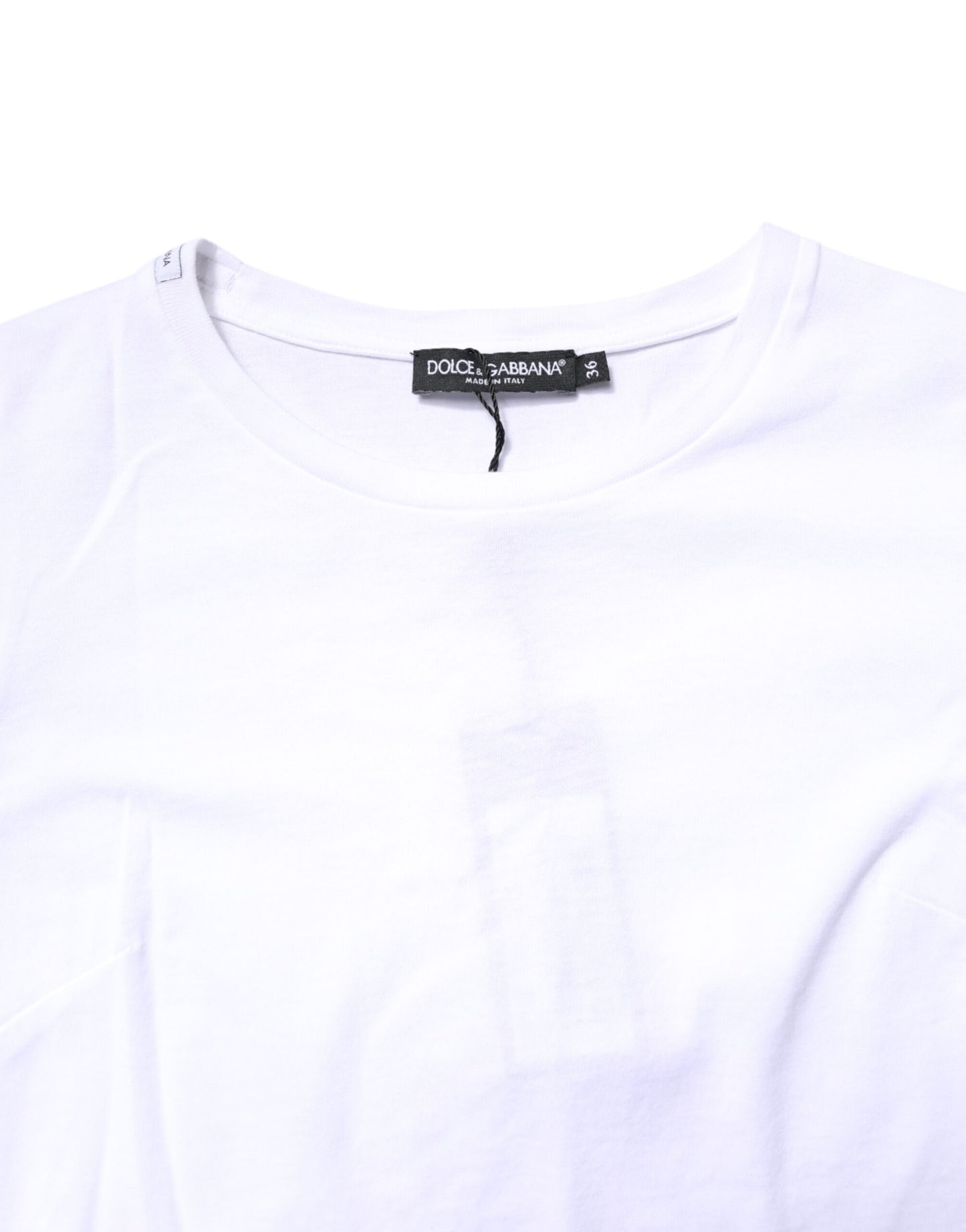 White Cotton Crew Neck Short Sleeves T-shirt-Dolce & Gabbana-LabelTerrace.com