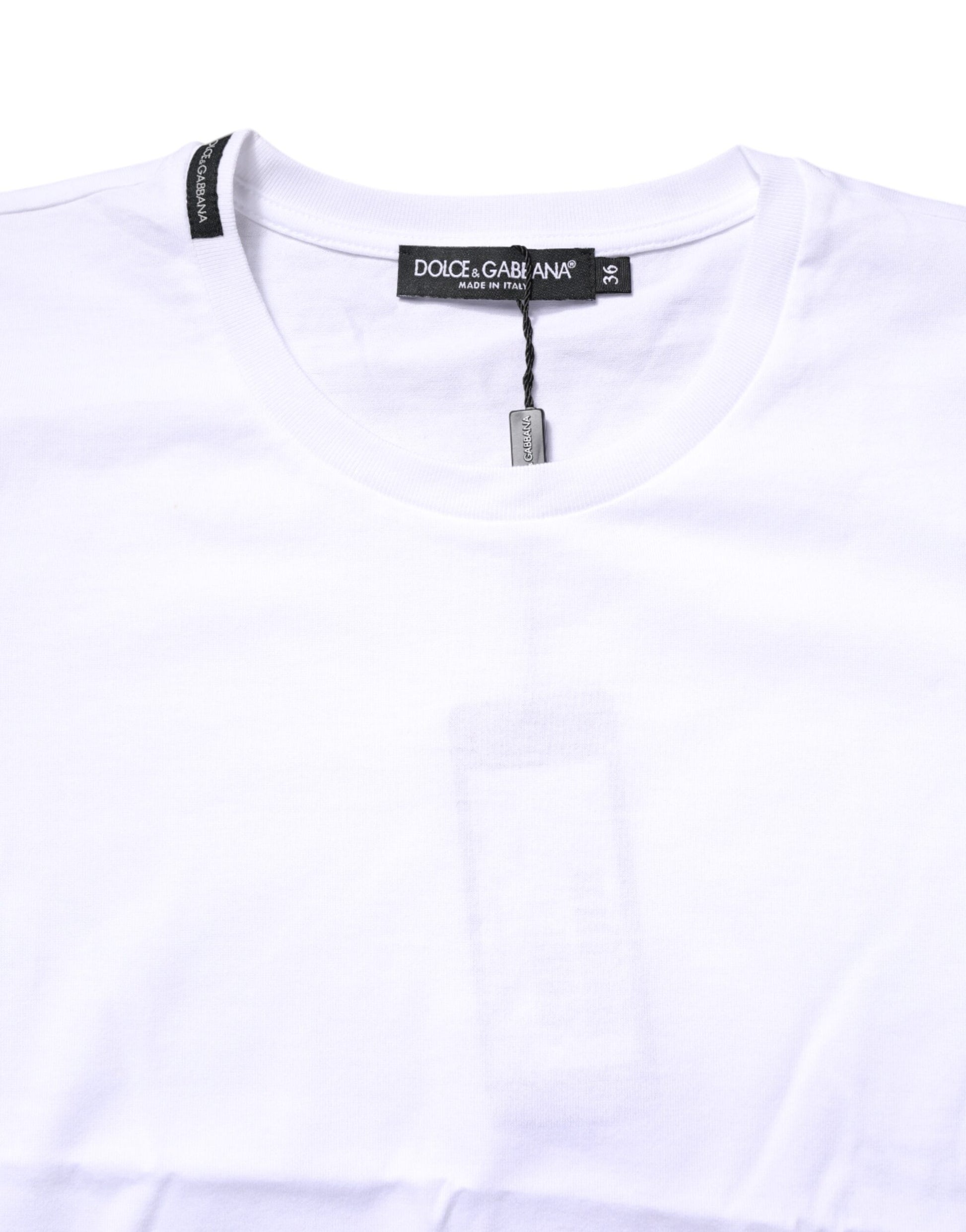 White Cotton Crew Neck Short Sleeves T-shirt-Dolce & Gabbana-LabelTerrace.com