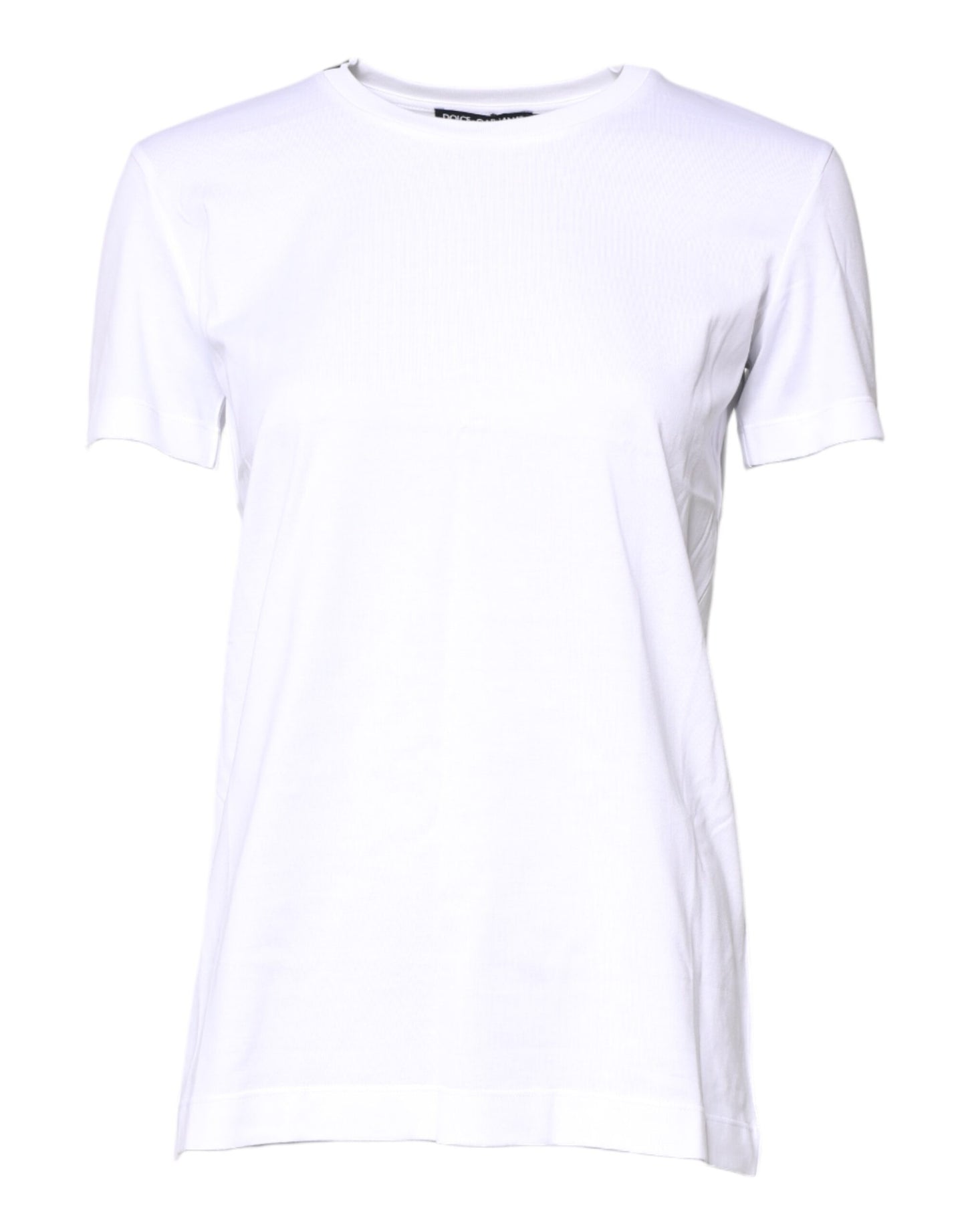 White Cotton Crew Neck Short Sleeves T-shirt-Dolce & Gabbana-LabelTerrace.com