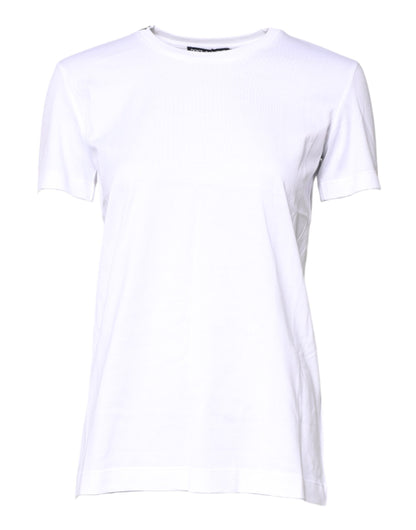 White Cotton Crew Neck Short Sleeves T-shirt-Dolce & Gabbana-LabelTerrace.com