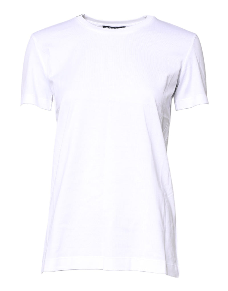 White Cotton Crew Neck Short Sleeves T-shirt-Dolce & Gabbana-LabelTerrace.com