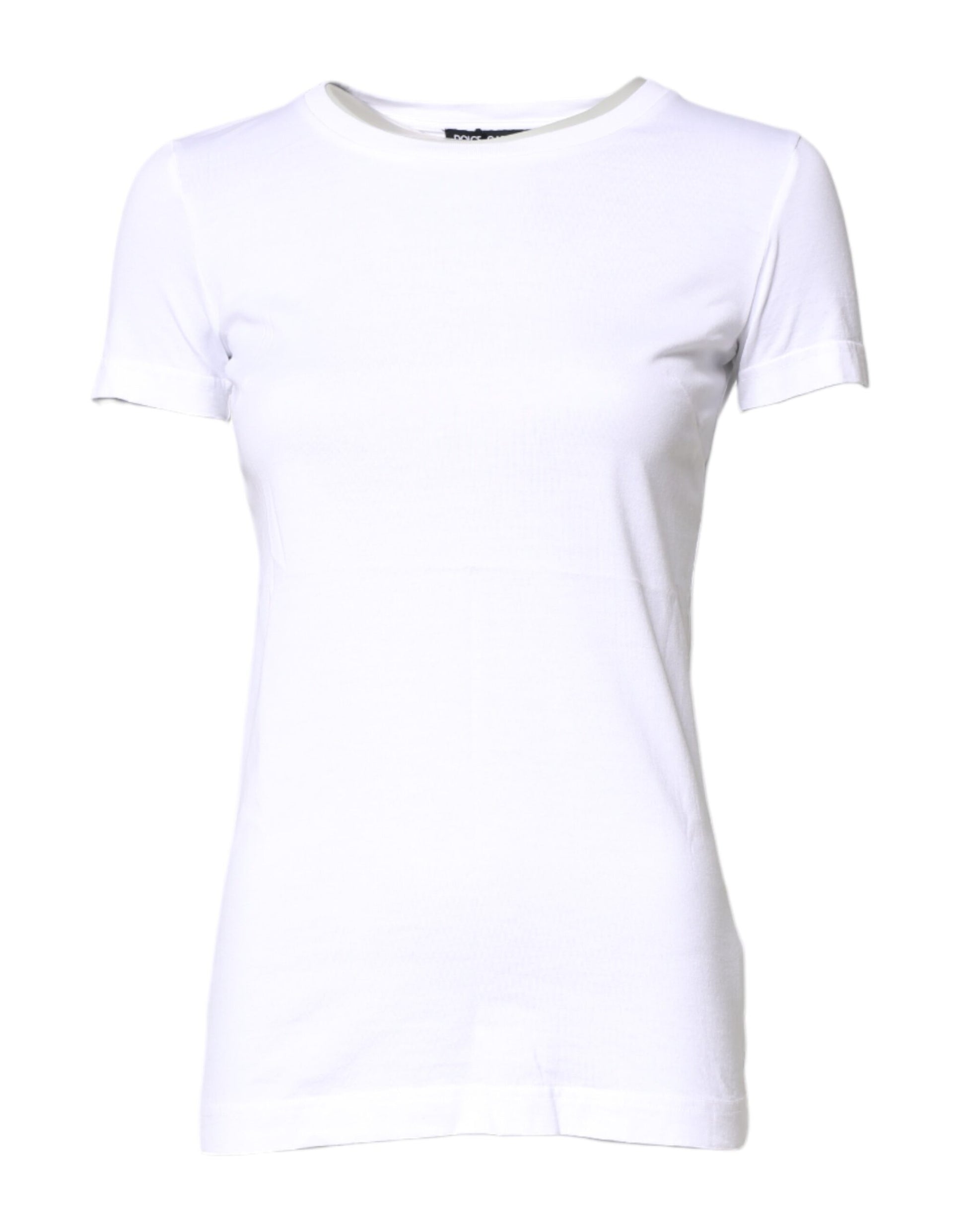 White Cotton Crew Neck Short Sleeves T-shirt-Dolce & Gabbana-LabelTerrace.com