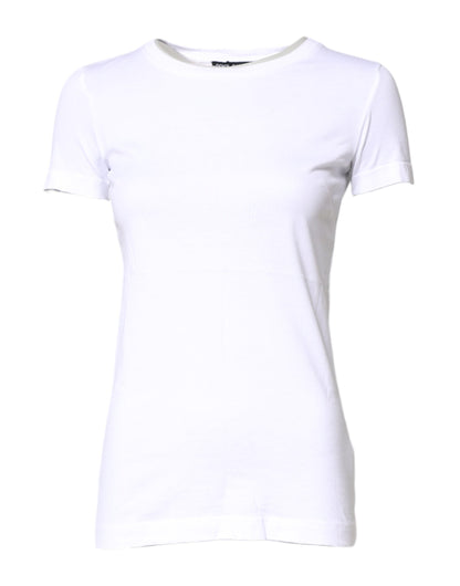 White Cotton Crew Neck Short Sleeves T-shirt-Dolce & Gabbana-LabelTerrace.com