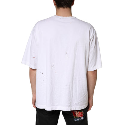 White Cotton Crewneck Short Sleeve T-Shirt