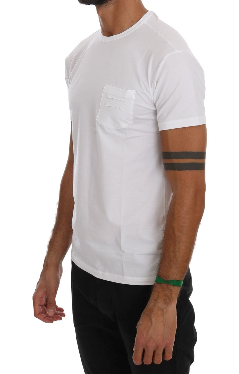 White Cotton Crewneck T-Shirt-Daniele Alessandrini-LabelTerrace.com