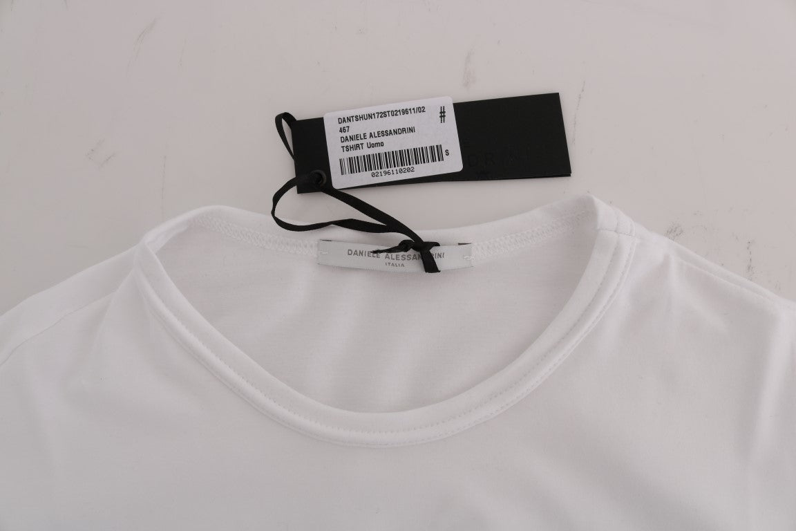 White Cotton Crewneck T-Shirt-Daniele Alessandrini-LabelTerrace.com