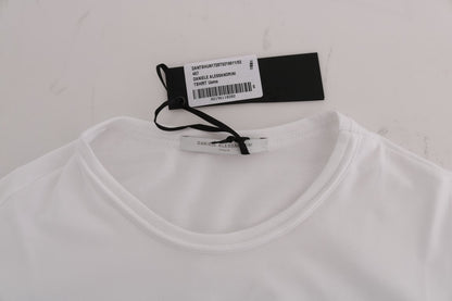White Cotton Crewneck T-Shirt-Daniele Alessandrini-LabelTerrace.com