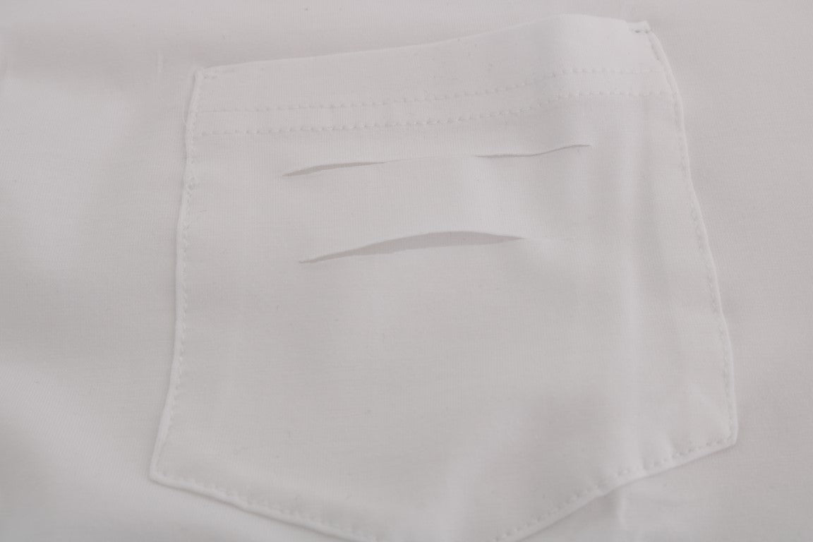 White Cotton Crewneck T-Shirt-Daniele Alessandrini-LabelTerrace.com