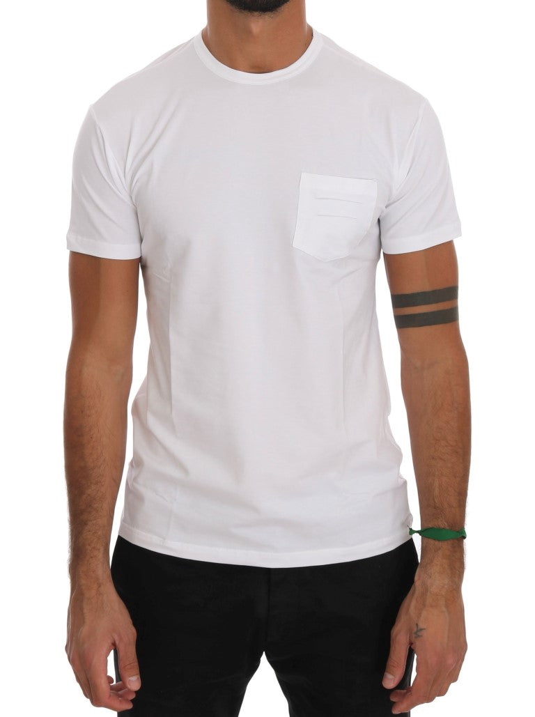 White Cotton Crewneck T-Shirt-Daniele Alessandrini-LabelTerrace.com