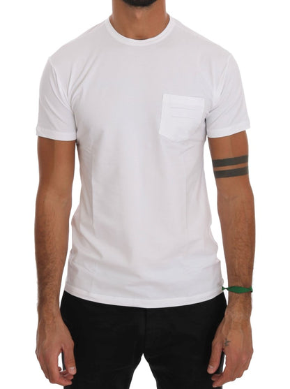 White Cotton Crewneck T-Shirt-Daniele Alessandrini-LabelTerrace.com