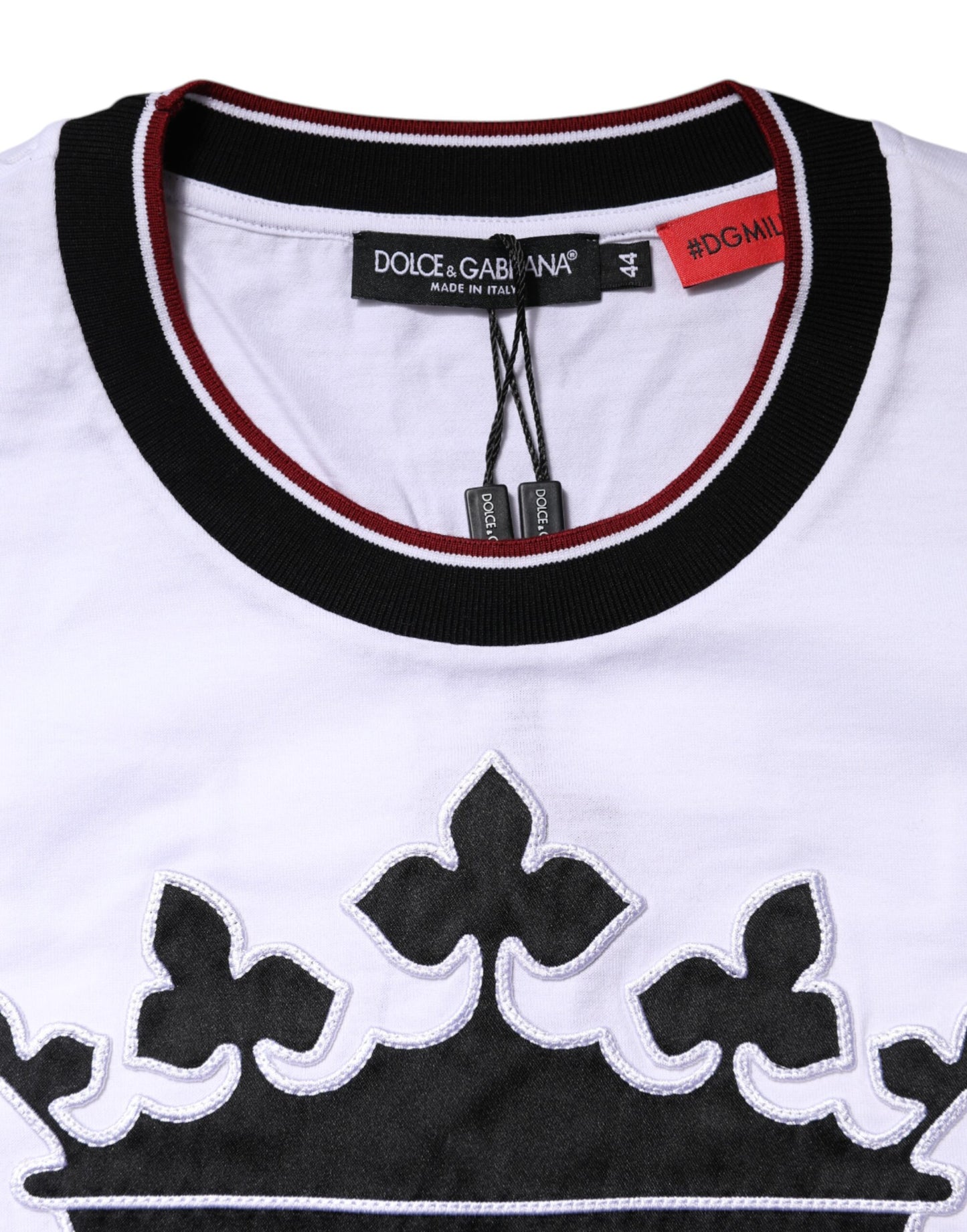 White Cotton Crown King Embroidery T-shirt-Dolce & Gabbana-LabelTerrace.com