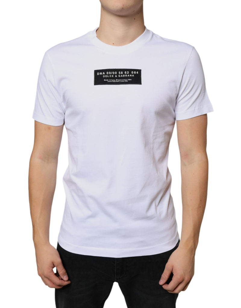 White Cotton DG Applique Casual T-shirt-Dolce & Gabbana-LabelTerrace.com