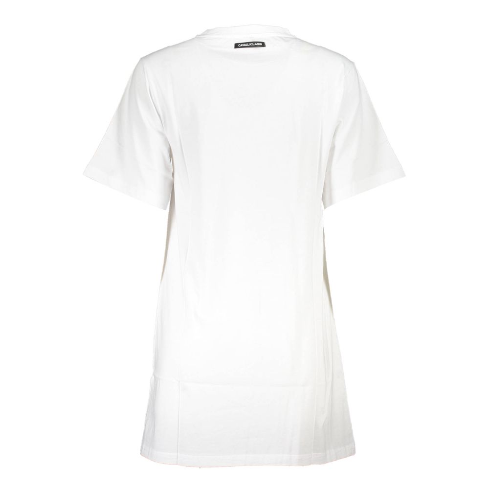 White Cotton Dress-Cavalli Class-LabelTerrace.com