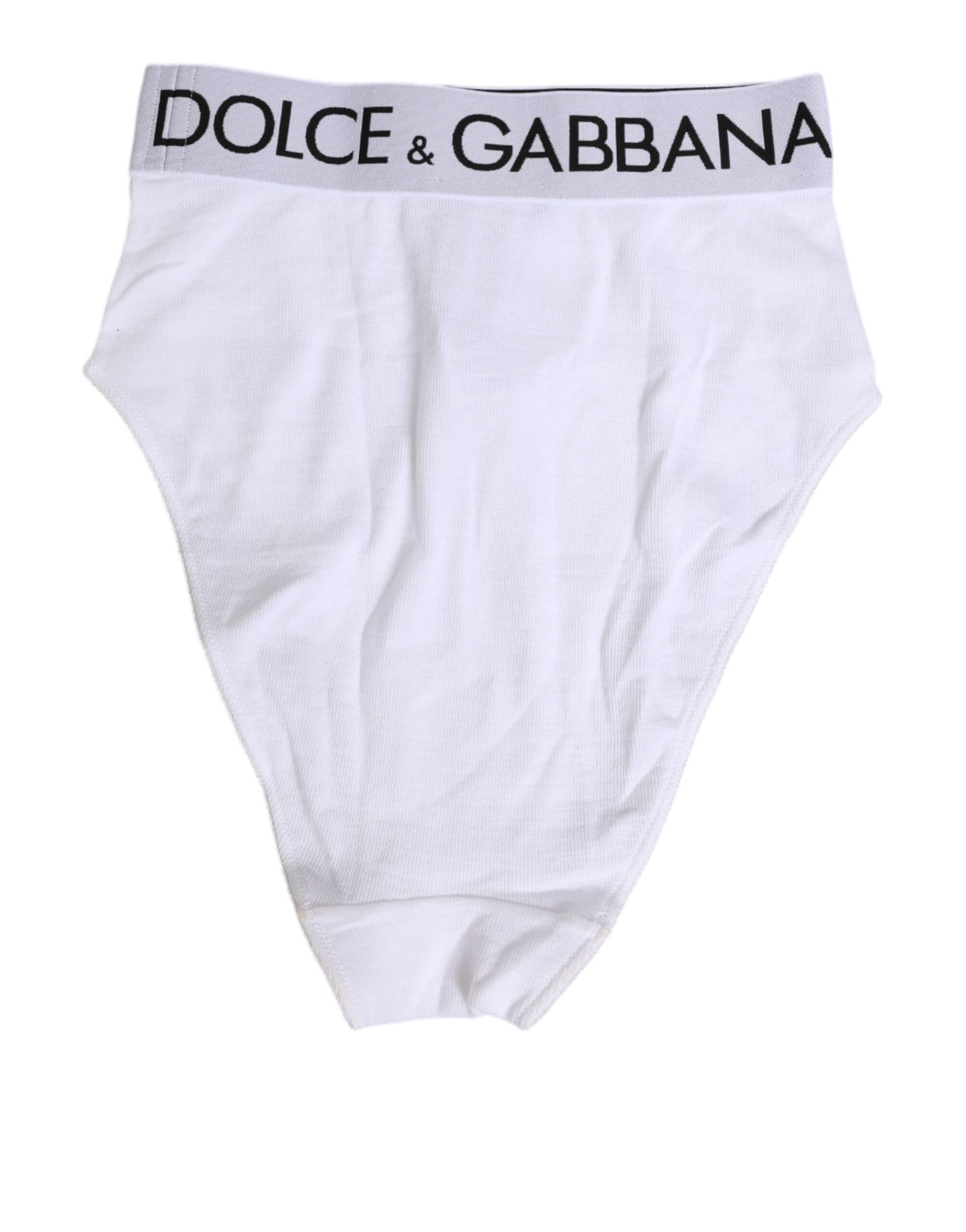 White Cotton Elastic DG Logo Waistband Underwear