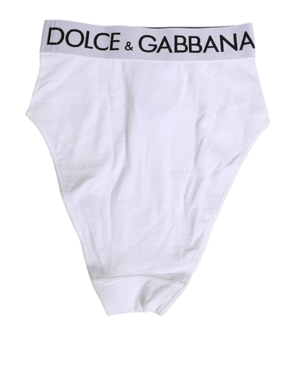 White Cotton Elastic DG Logo Waistband Underwear