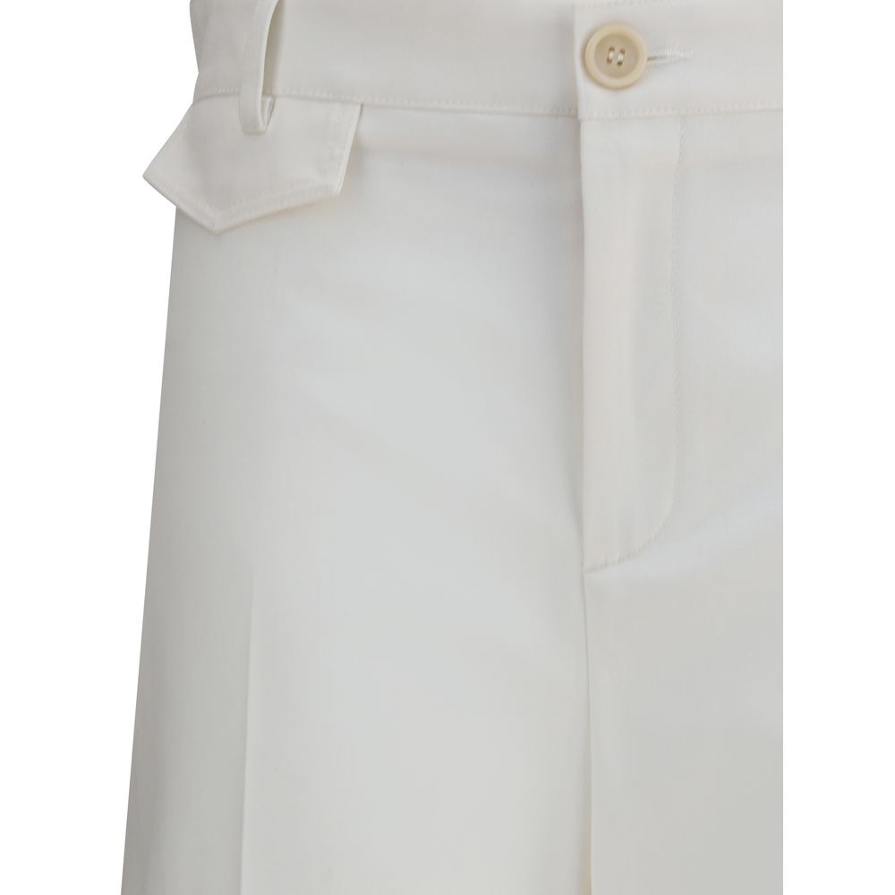 White Cotton Flared Pants