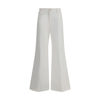 White Cotton Flared Pants
