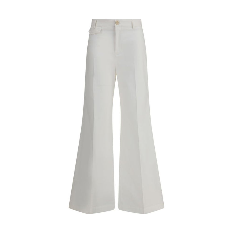 White Cotton Flared Pants