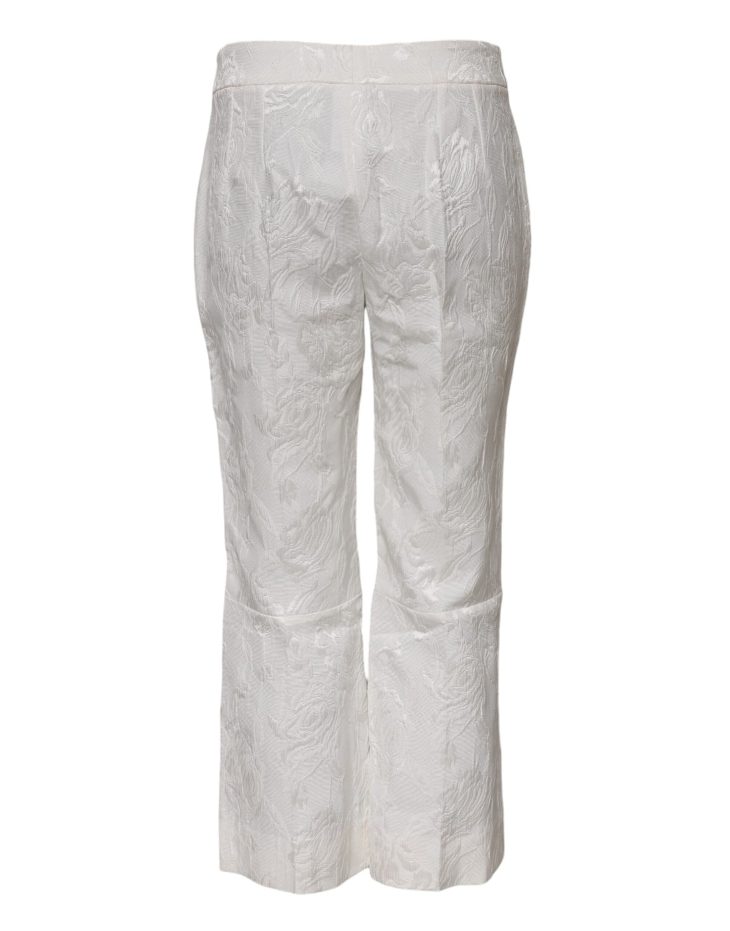 White Cotton Floral Jacquard Pants-Dolce & Gabbana-LabelTerrace.com