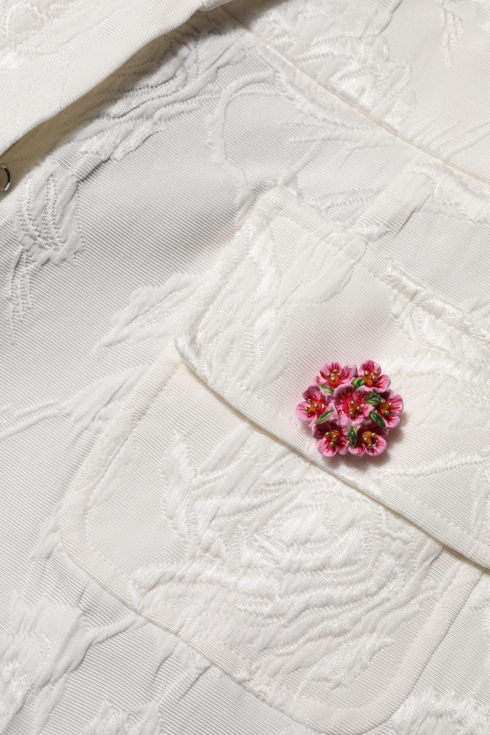 White Cotton Floral Jacquard Pants-Dolce & Gabbana-LabelTerrace.com