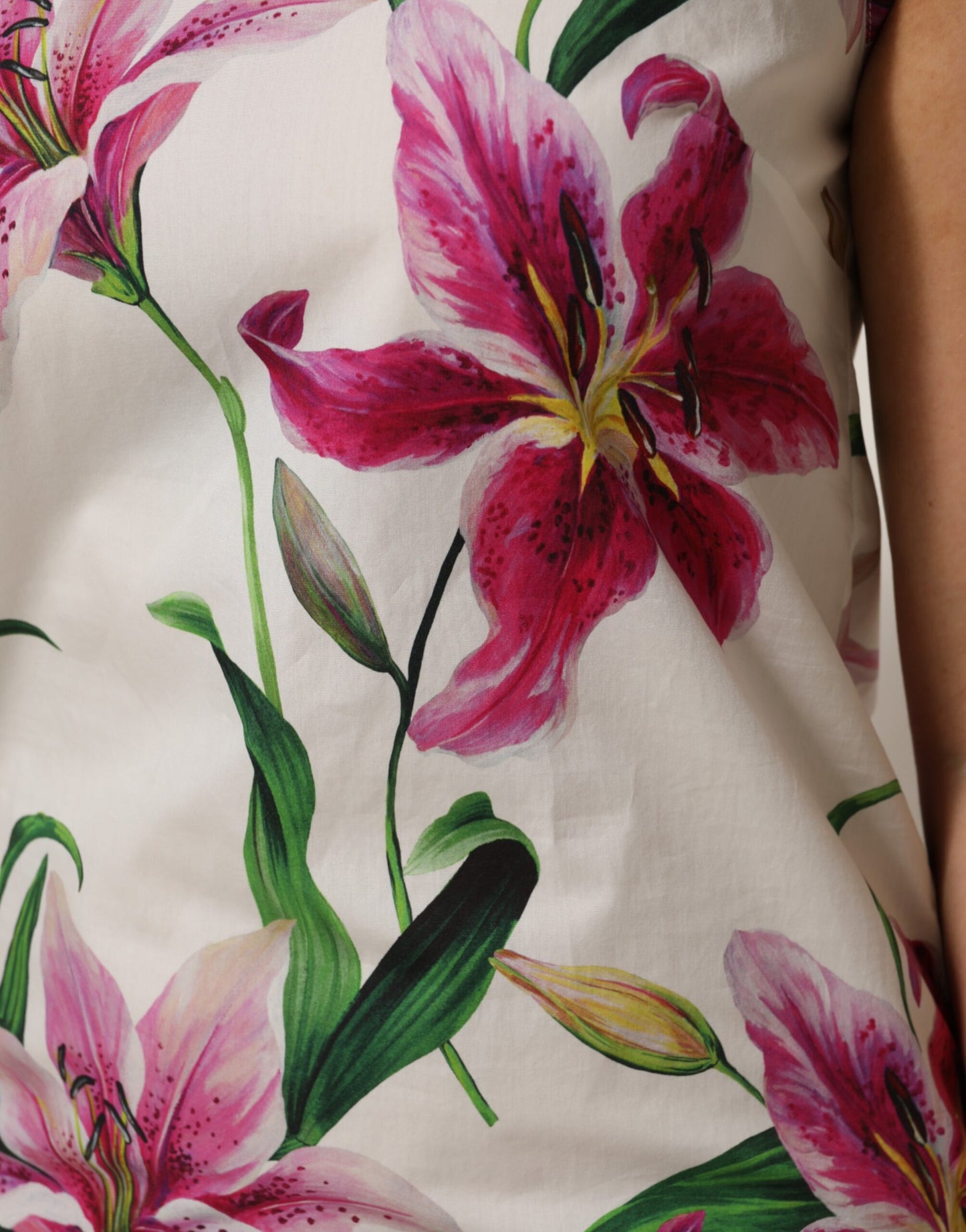 White Cotton Floral Sleeveless Mini Dress-Dolce & Gabbana-LabelTerrace.com