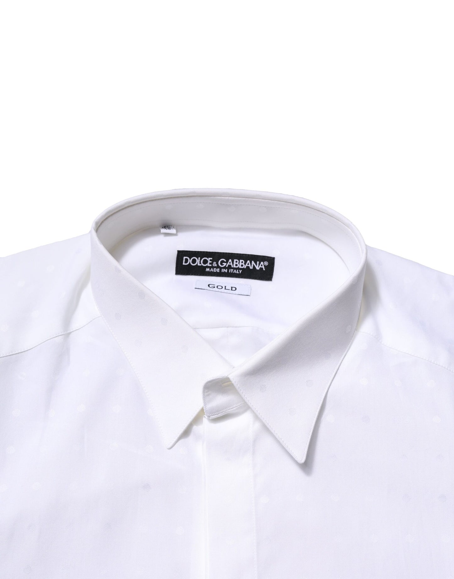 White Cotton GOLD Long Sleeves Formal Shirt-Dolce & Gabbana-LabelTerrace.com