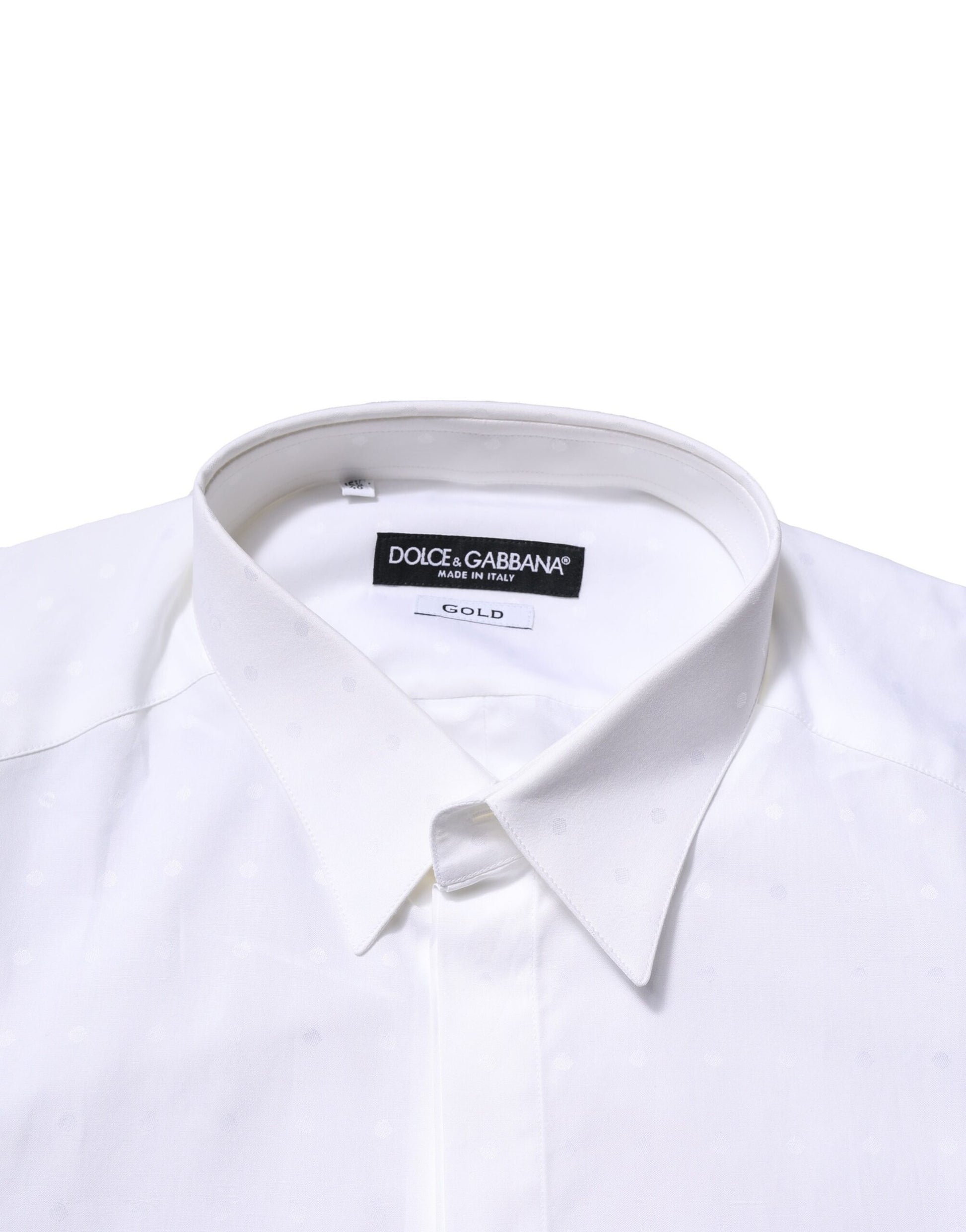 White Cotton GOLD Long Sleeves Formal Shirt-Dolce & Gabbana-LabelTerrace.com